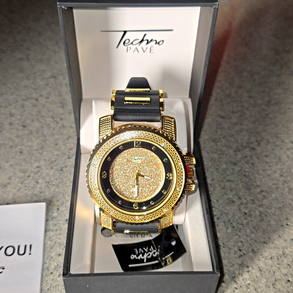 TECHNO PAVE MENS  NYC STAINLESS STEEL WATCH BRAND NEW GREAT CHRISTMAS PRESENT
